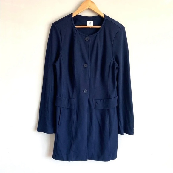 Cabi Lido Navy Blue Button Front Jacket Medium #5093 Rayon Blend - Picture 2 of 10